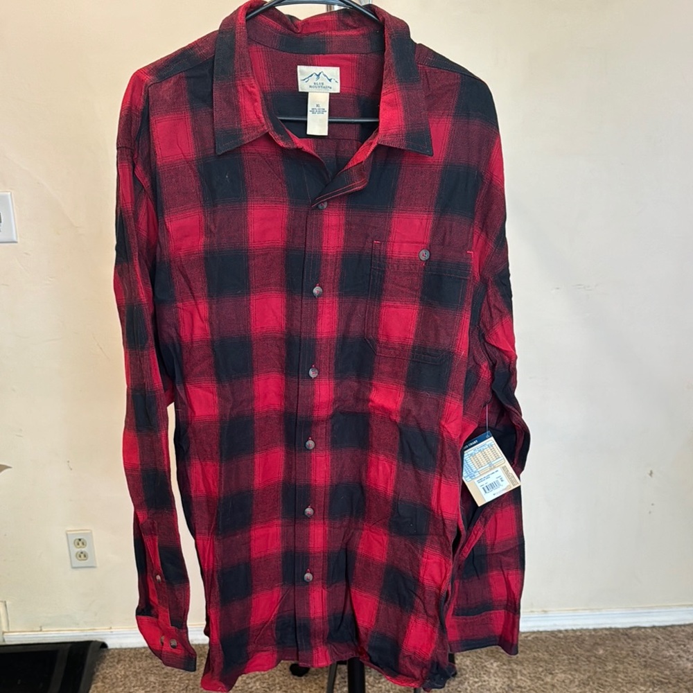 Casual Red and Black Plaid Button Down Shirt